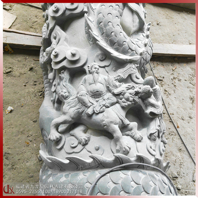 青石石雕雙龍柱