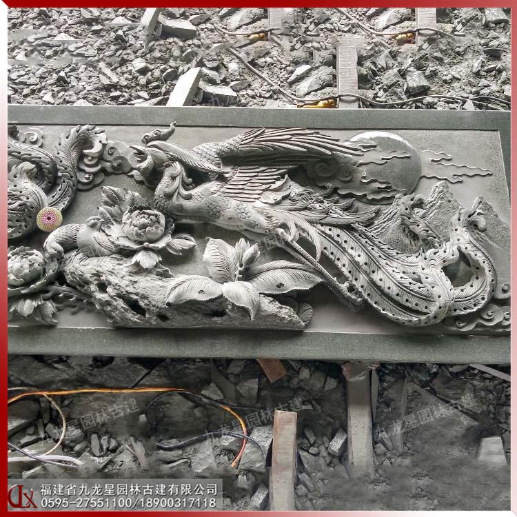 石雕鳳凰浮雕畫(huà)